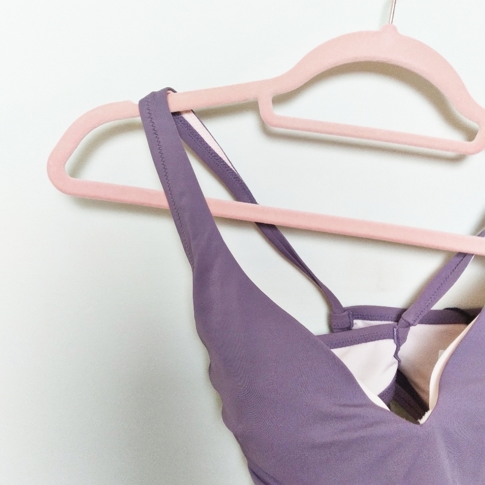 Shade & Shore Purple Criss Cross Back Tie Detail Bikini Top Size 36C - Picture 4 of 9